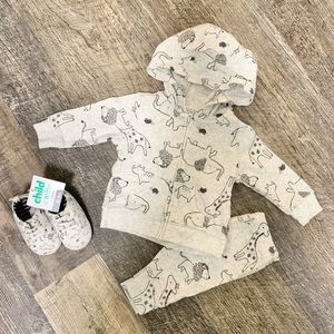 Infant Boys Hoodie Pant Shoe Outfit Set